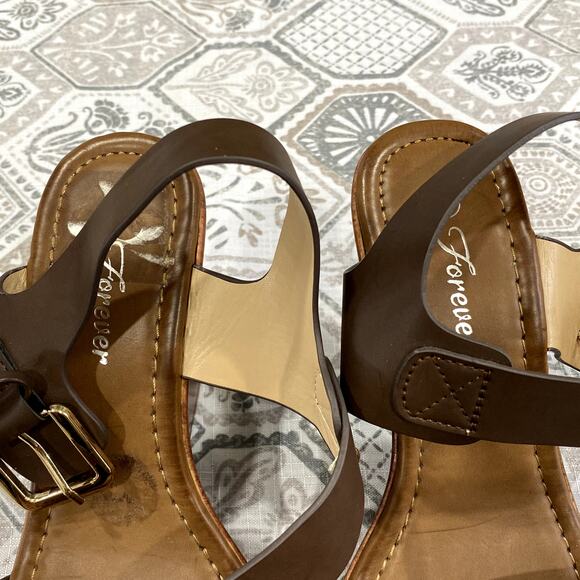 Brown Wedges Heel Sandals Size 7 - Picture 6 of 9